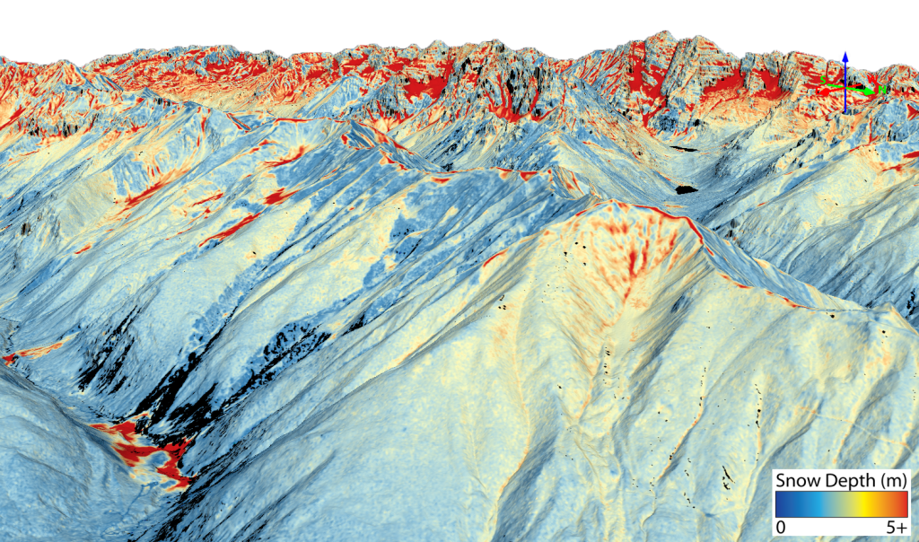 A colorful model of snow depth in the Maroon Bells