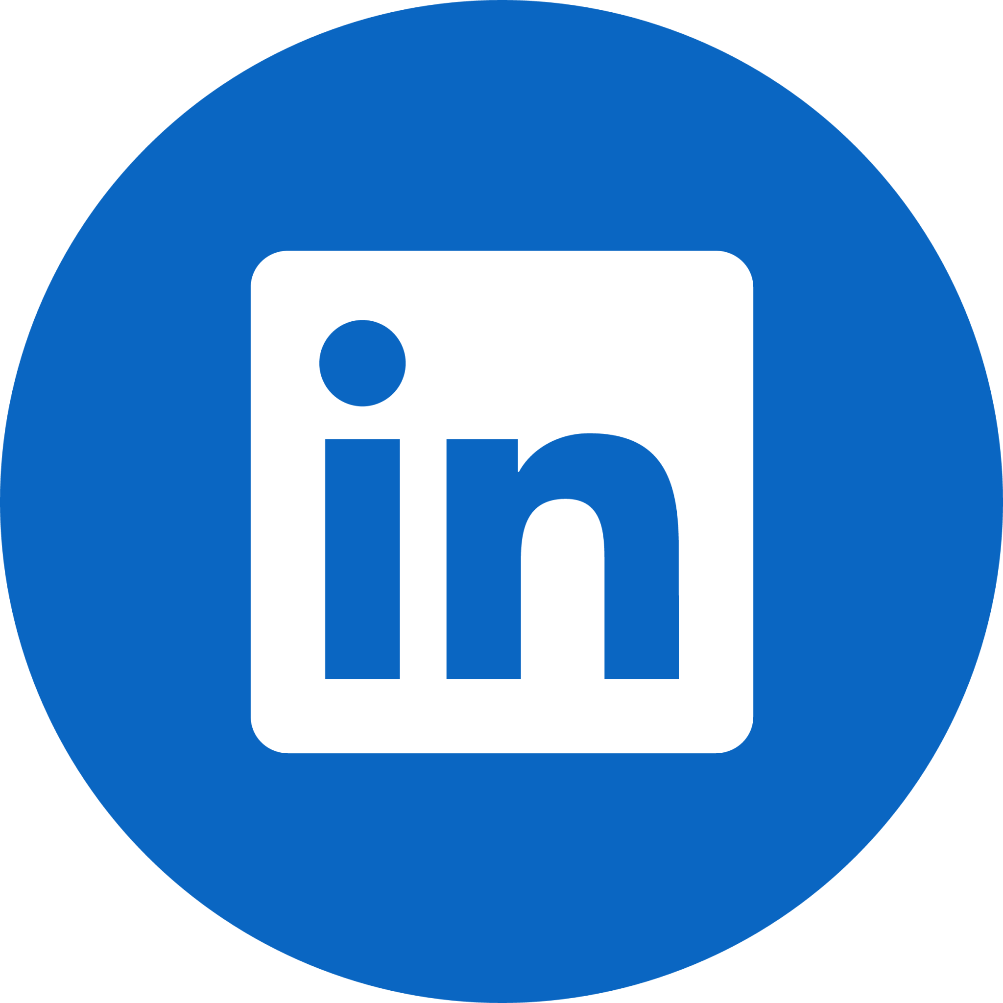 Blue LinkedIn logo.
